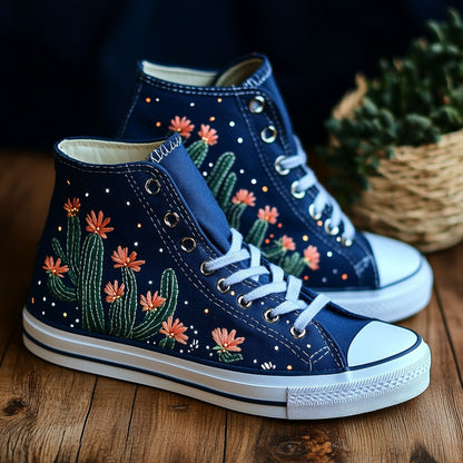 Midnight Starry Cactus CW0909016CL Canvas High-Tops