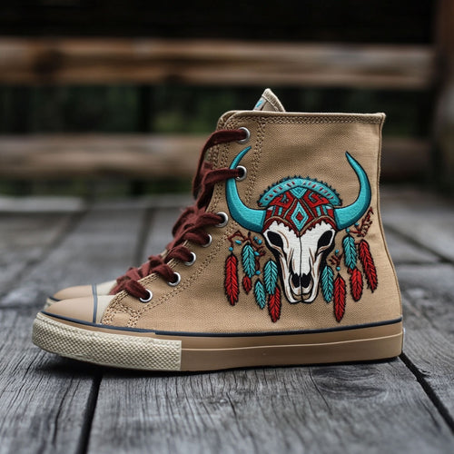 Feathered Skull CP0909106CL Canvas High-Tops