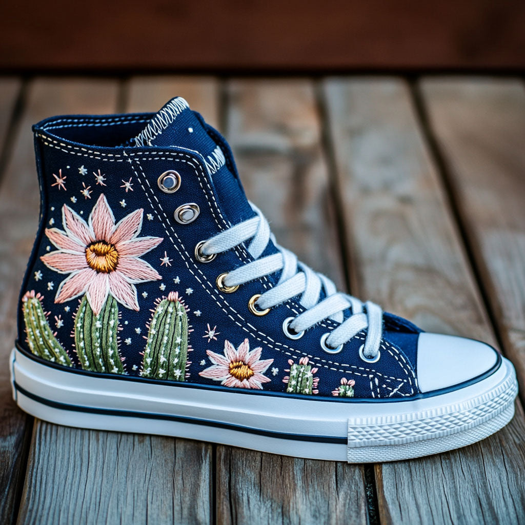 Celestial Cactus Night CW0909012CL Canvas High-Tops
