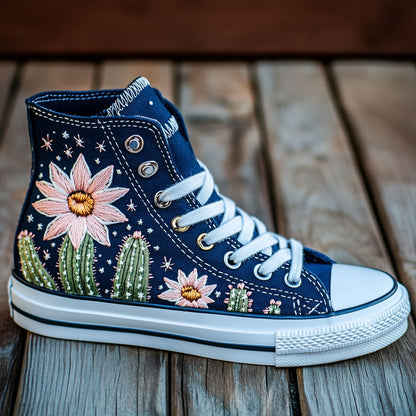 Celestial Cactus Night CW0909012CL Canvas High-Tops