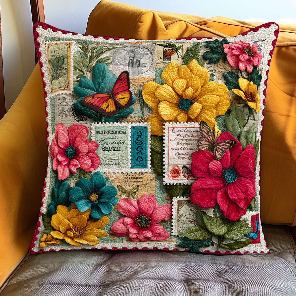 Botanical Postage Art WJ1501084CL Quilt Pillow Case