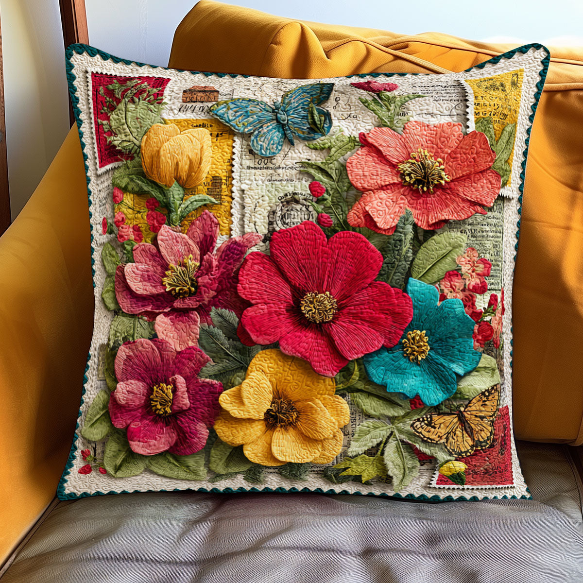 Botanical Stamp Gallery WJ1501086CL Quilt Pillow Case