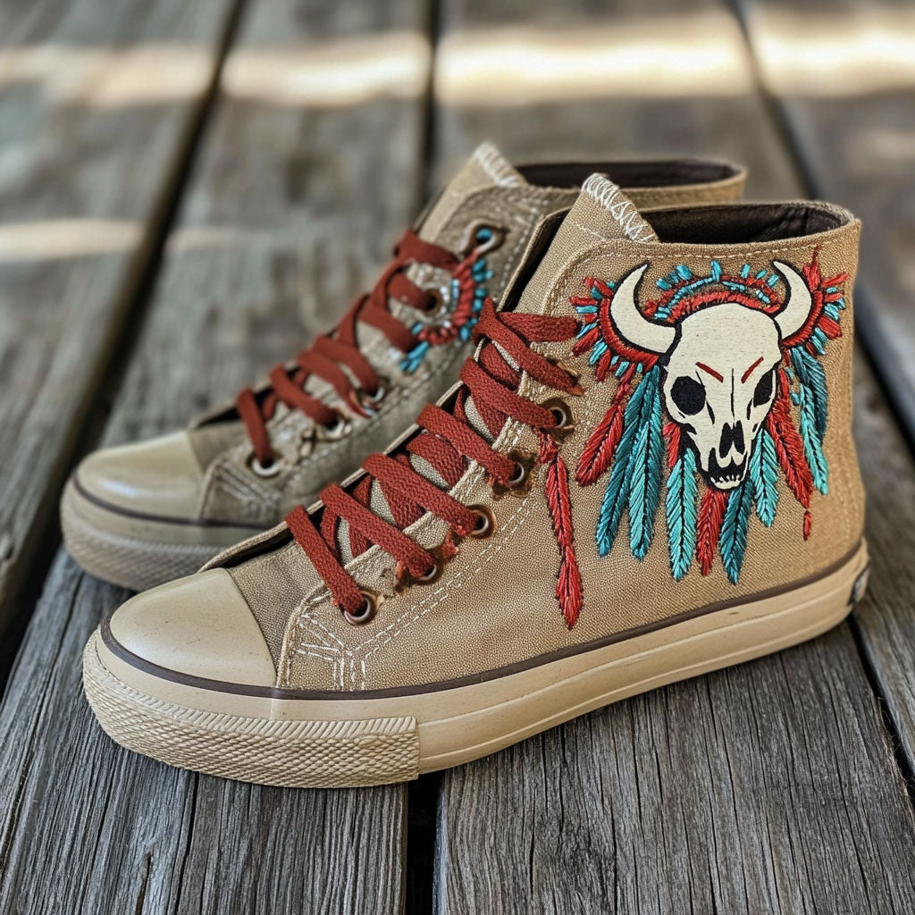 Tribal Skull CP0909104CL Canvas High-Tops