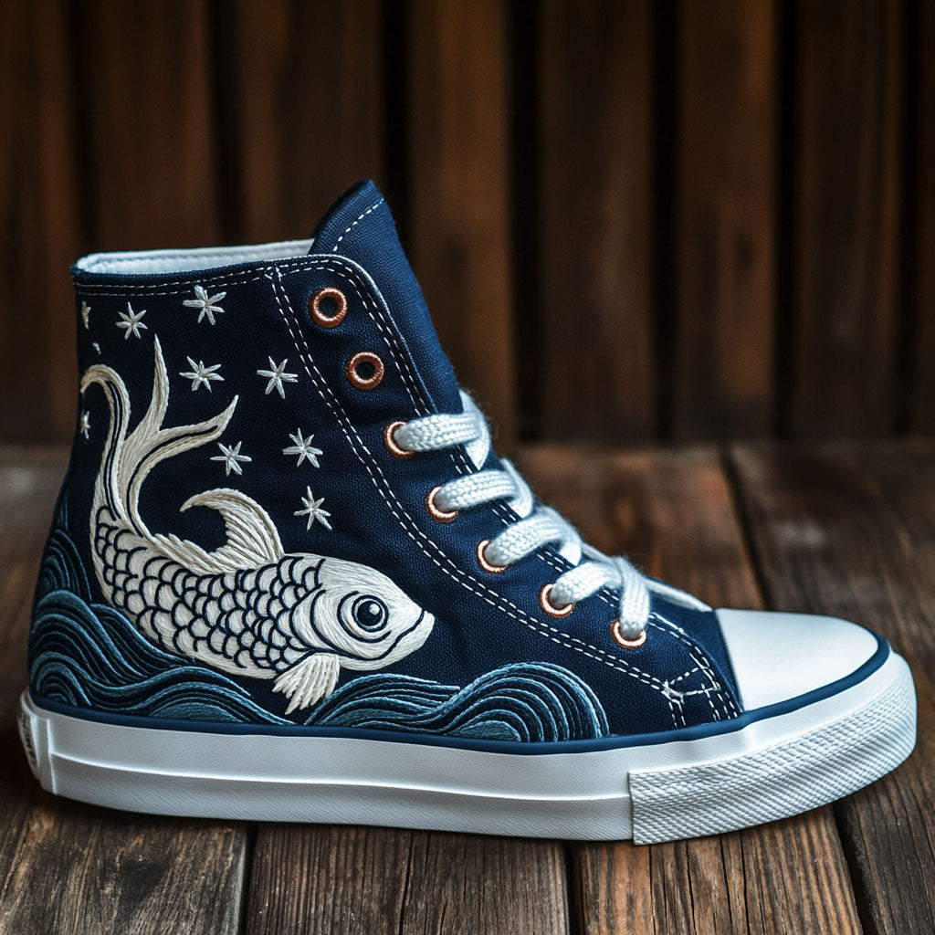Celestial Koi Wave CW1009038CL Canvas High-Tops