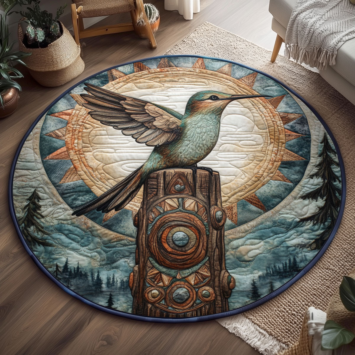 Hovering Heart WJ1501111CL Quilted Round Mat