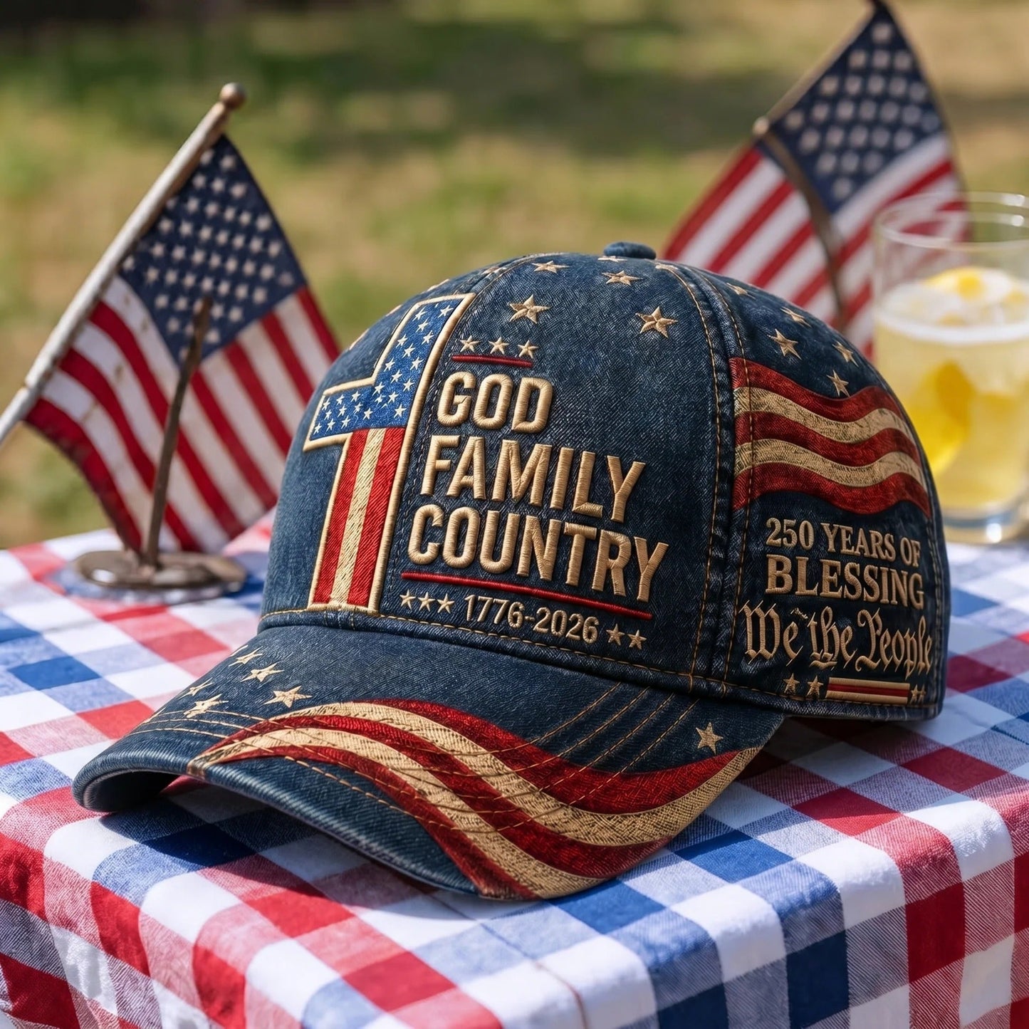 God Family Country American Retro Cotton Cap