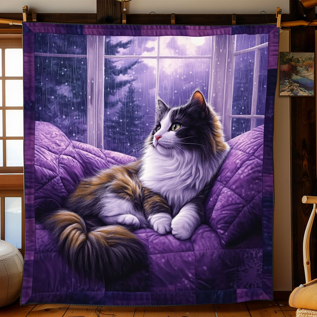 Purple Stardust Cat WJ1501003CL Quilt
