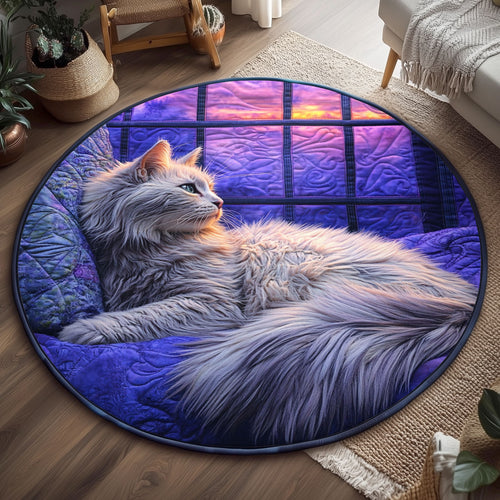 Purple Whisker Dreams WJ1501098CL Quilted Round Mat