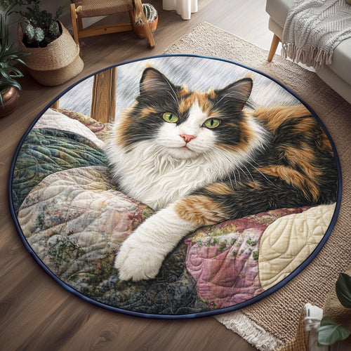 Quiet Window Cat WJ1501099CL Quilted Round Mat