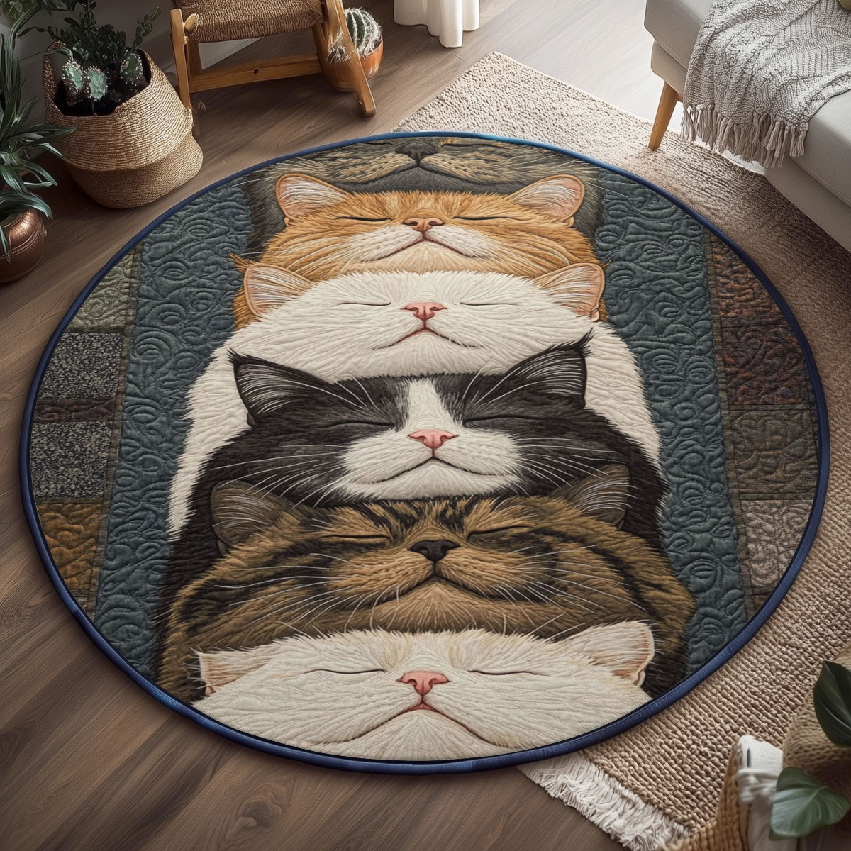 Stacked Whiskers WJ1501101CL Quilted Round Mat