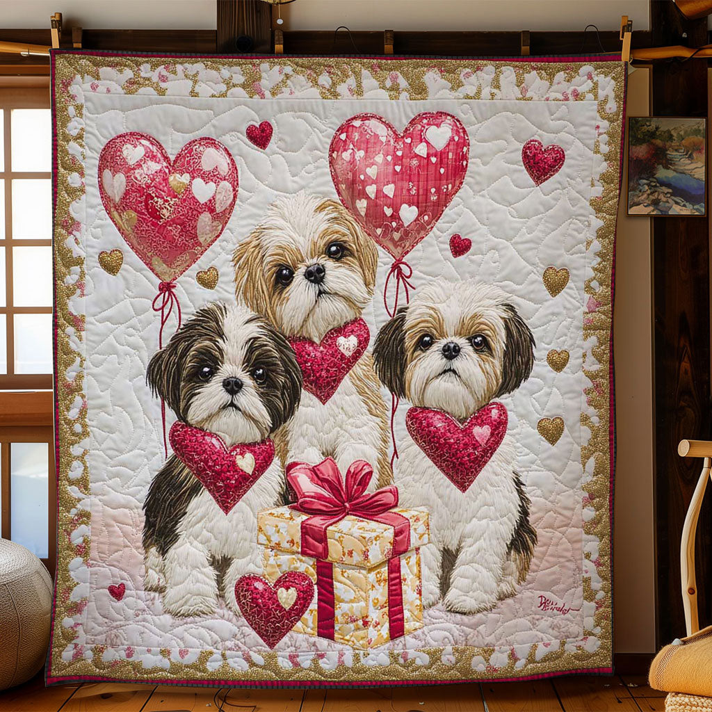 Sweet Shih Tzu Hearts WN1601029CL Quilt