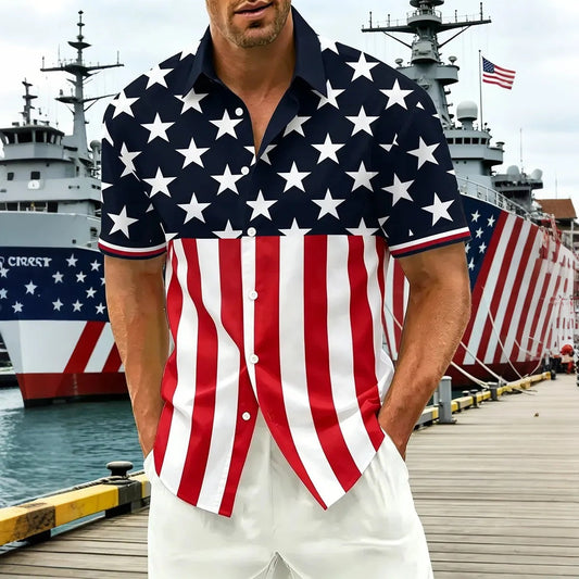 American Flag Hawaii Shirt
