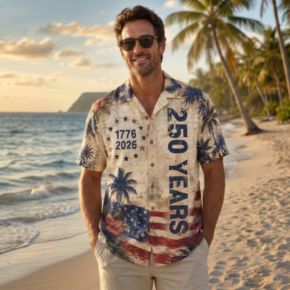 250 Vintage US Patriotic Hawaii Shirt