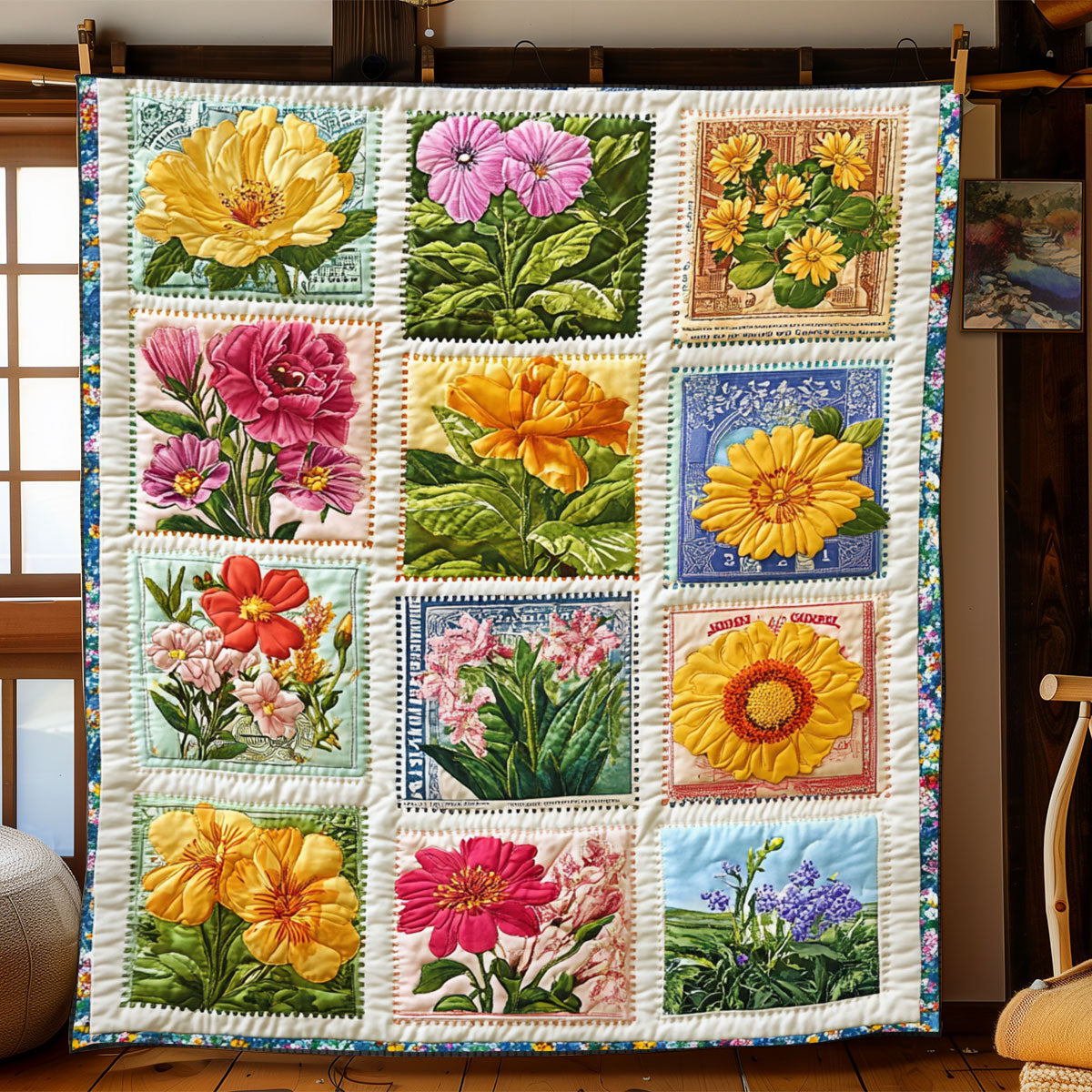 Vintage Stamp Garden WJ1501045CL Quilt